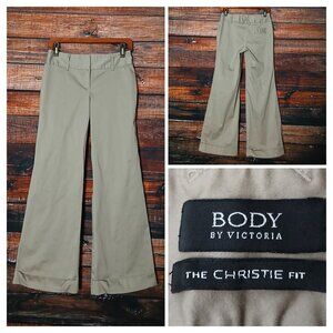 Body By Victoria Pants 4 Short Christie Fit Cuffed Flare Leg Low Rise Khaki Tan